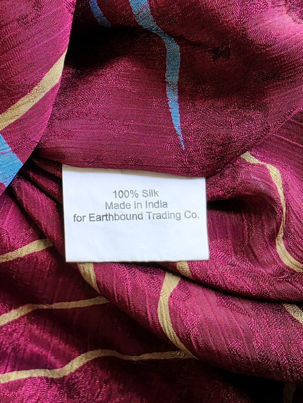 EARTHBOUND Silk Boho Maroon Patterned Kaftan - Picture 9 of 9